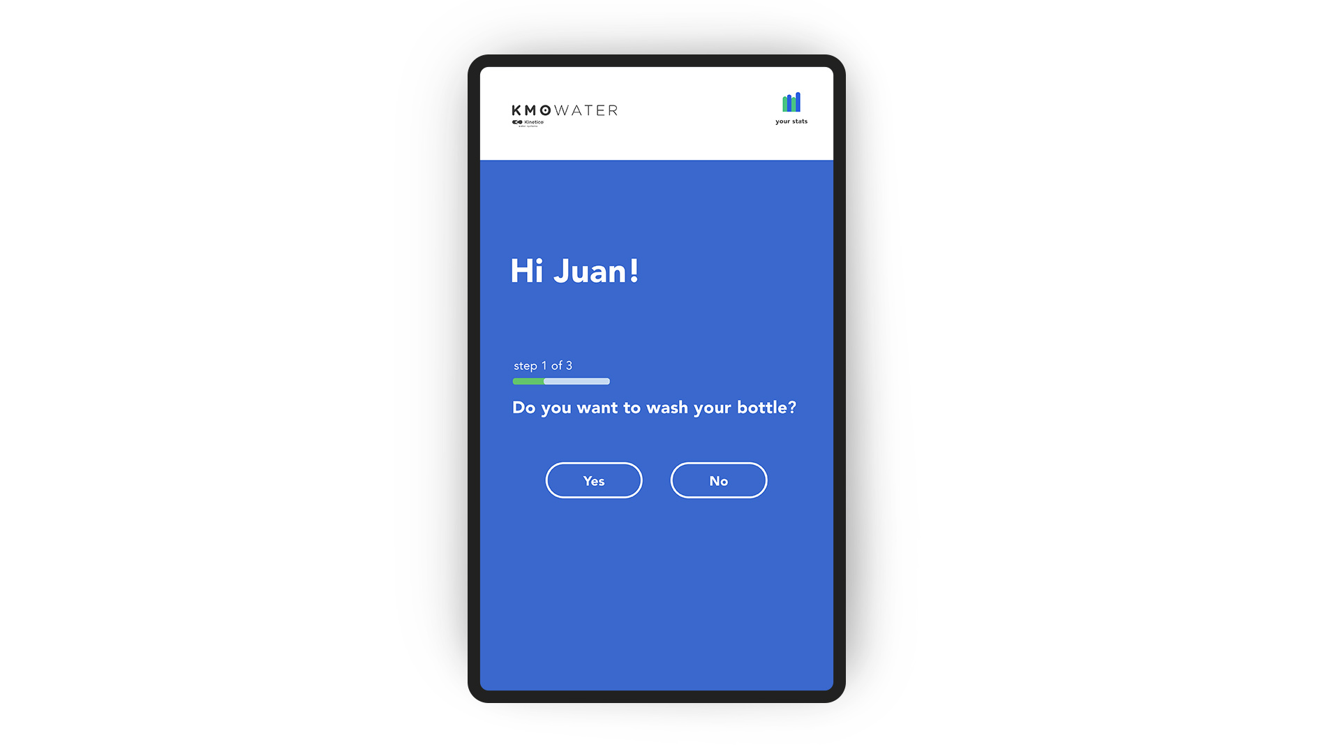 Diseño de pantalla de un test en una App para pantalla táctil